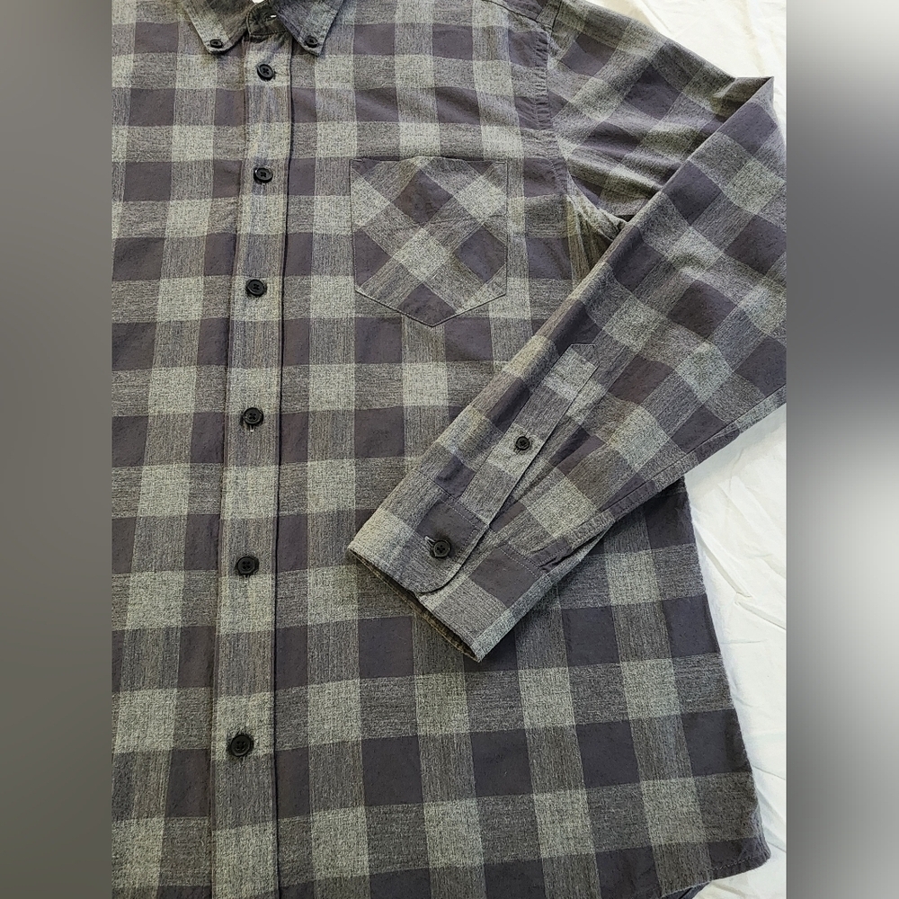 Billy Reid Men's Gray Plaid Long Sleeve Shirt Standard Button UpPocket, sz LD - Picture 12 of 16